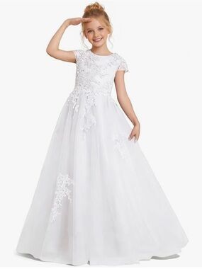 White Lace-Embellished Girls Communion Formal Dress NWT Size 6